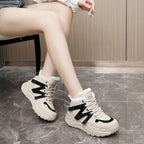 Damen warme High-Top Sneakers mit flauschigem Innenfutter und robuster Profilsohle R&B