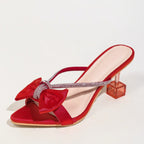 Damen Glamouröse Slingback-Sandalen mit funkelndem Strass und dekorativen Schleifen R&B