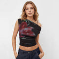 Damen Off-Shoulder Top mit floralem Design und Raffung R&B