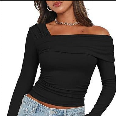 Damen Wickelshirt mit asymmetrischem Ausschnitt und raffiniertem Stretch R&B