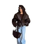 Damen Oversize jacke mit Taillengürtel R&B