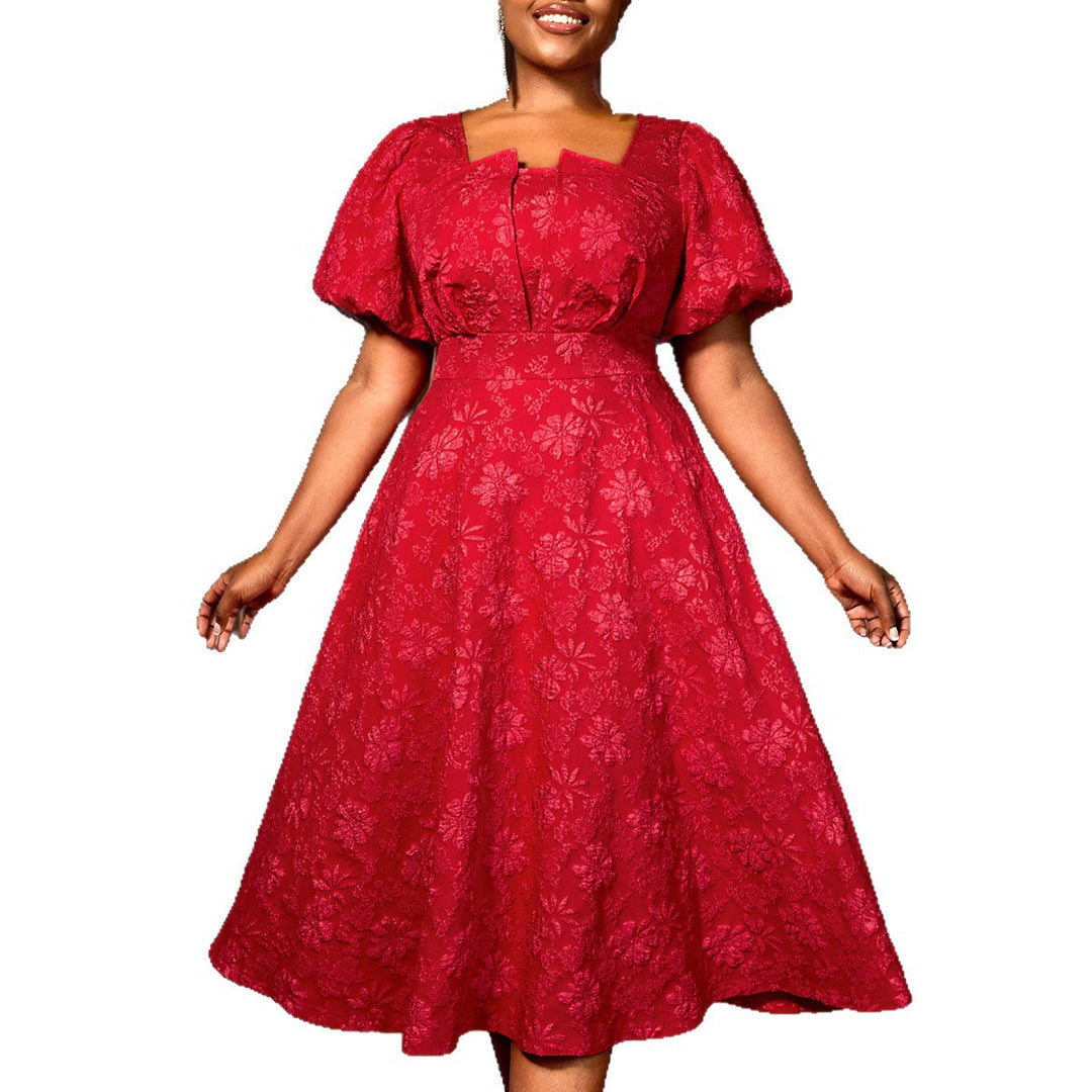 Damen Midikleid mit schwingendem Rock und floralen Mustern R&B