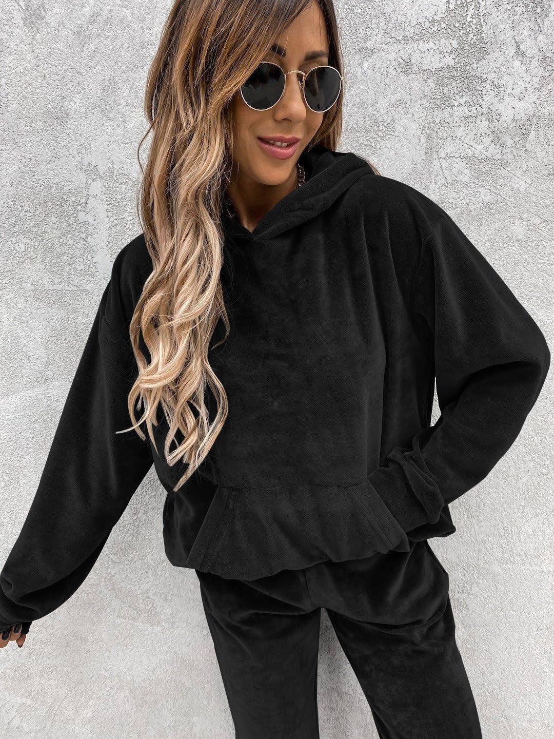 Damen kuscheliges Fleece-Set mit hohem Kragen und elastischen Bündchen R&B