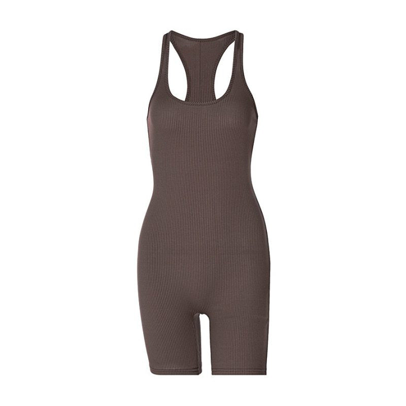 Damen sportlicher Einteiler im lässigen Rippdesign R&B