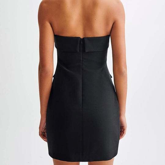 Damen Schickes Cocktailkleid mit unkonventionellem Bustier-Oberteil und Knopfdetails R&B