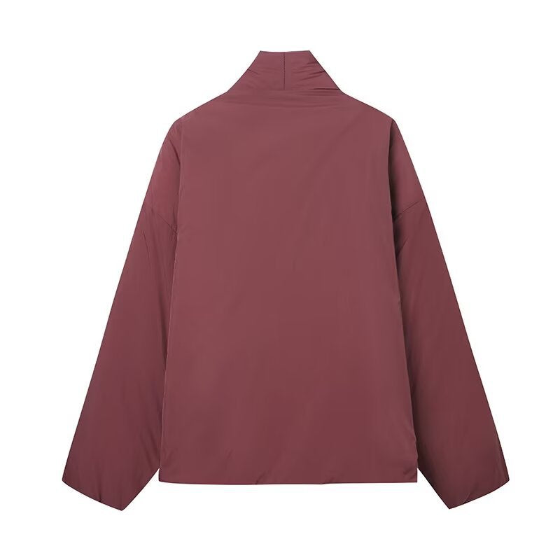Damen modische Übergangsjacke mit hohem Kragen und Bindegürtel R&B