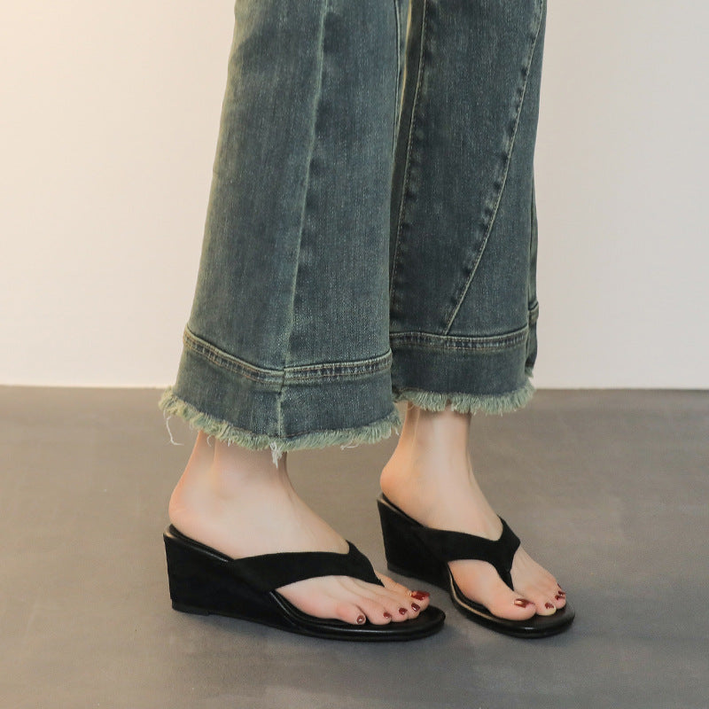 Damen Elegante Wedge-Pantoletten R&B