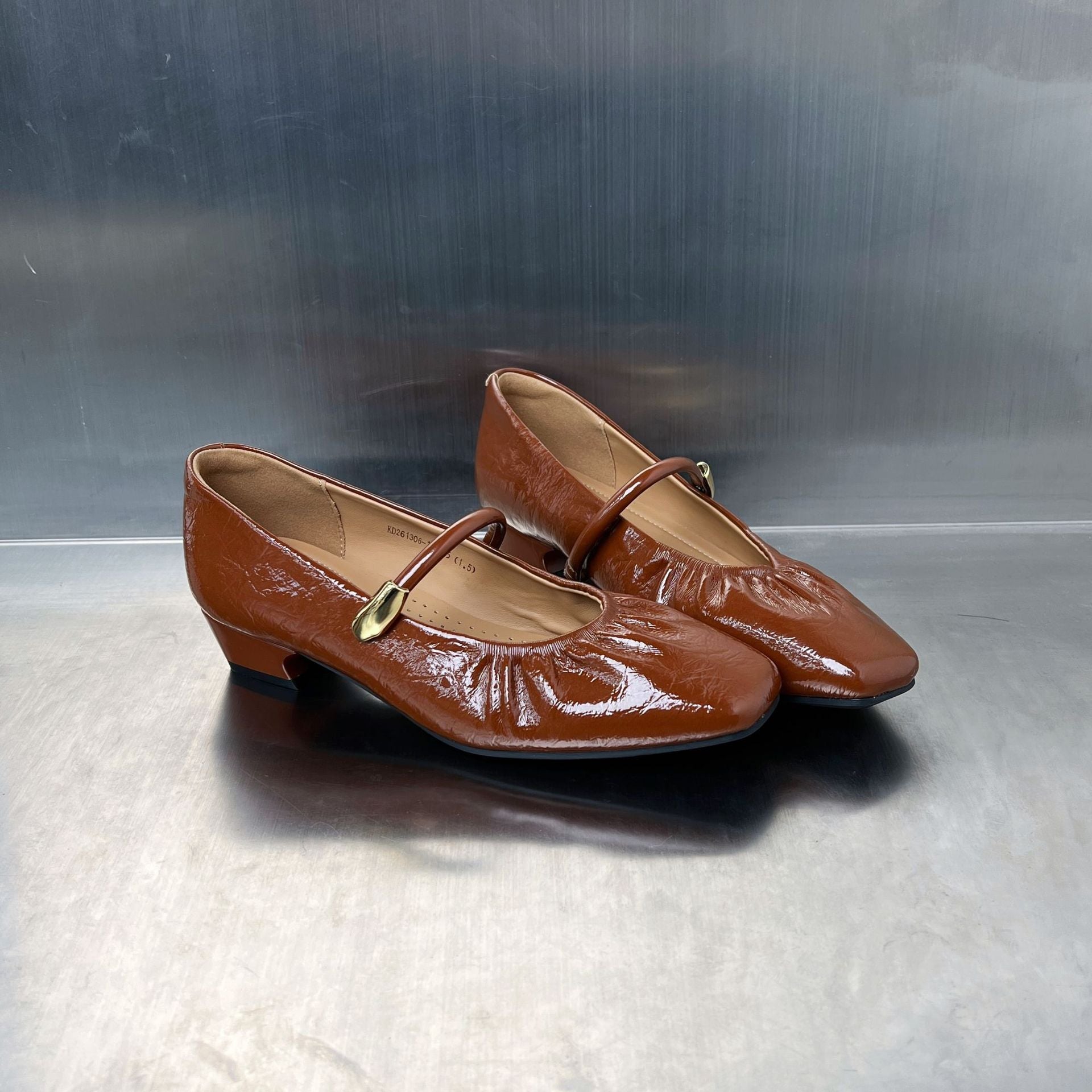 Damen elegante Ballerinas mit dekorativem Riemen und hohem Glanzfinish R&B
