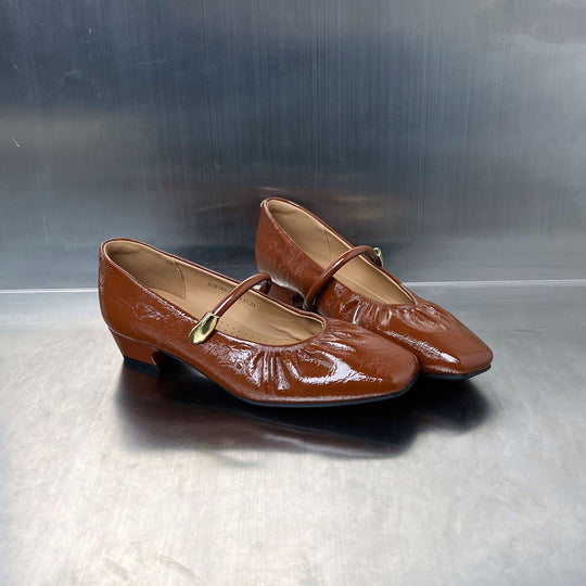 Damen elegante Ballerinas mit dekorativem Riemen und hohem Glanzfinish R&B