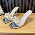 Damen transparente Sling-Sandalen mit floralen Akzenten R&B