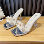 Damen transparente Sling-Sandalen mit floralen Akzenten R&B
