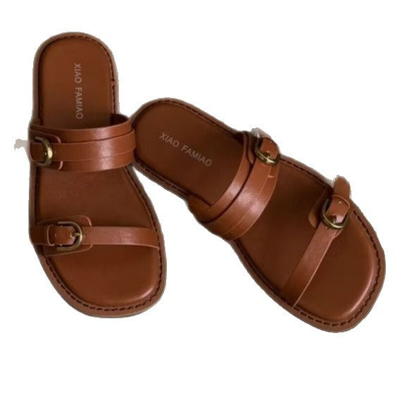 Damen elegante Komfort-Pantoletten mit verstellbarem Riemen und ergonomischer Sohle R&B