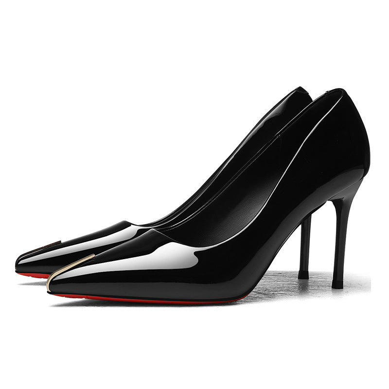 Damen elegante High-Heels mit spitzem Zehenbereich und glänzender Oberfläche R&B