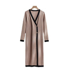 Damen eleganter Strickmantel mit Knopfdetails und V-Ausschnitt R&B