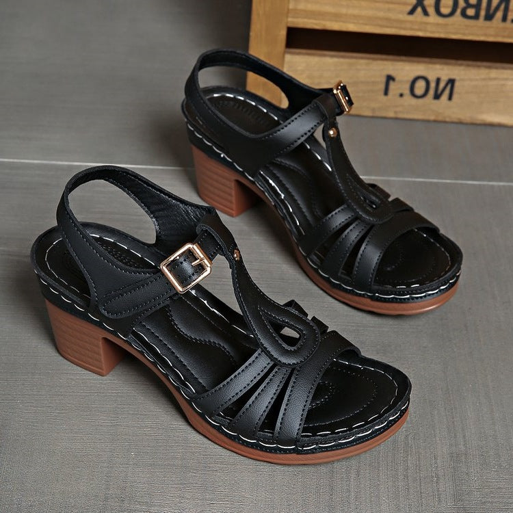 Damen Komfortable Keil-Sandalen mit modischem Riemendesign R&B