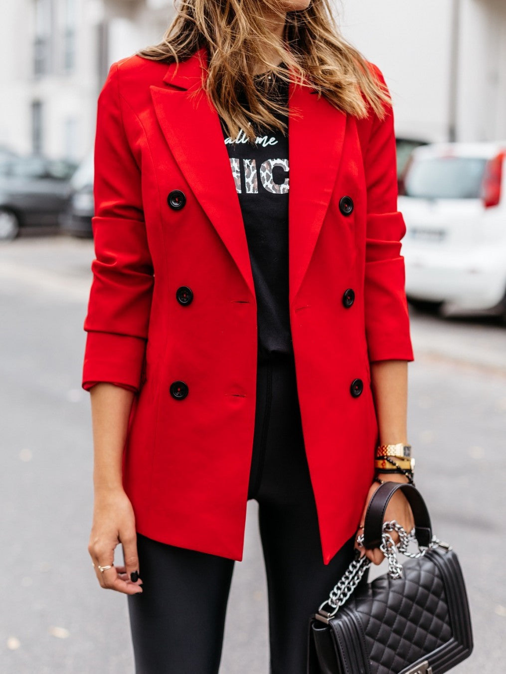 Damen Modischer Doppelreiher-Blazer mit schmaler Silhouette und praktischen Taschen R&B