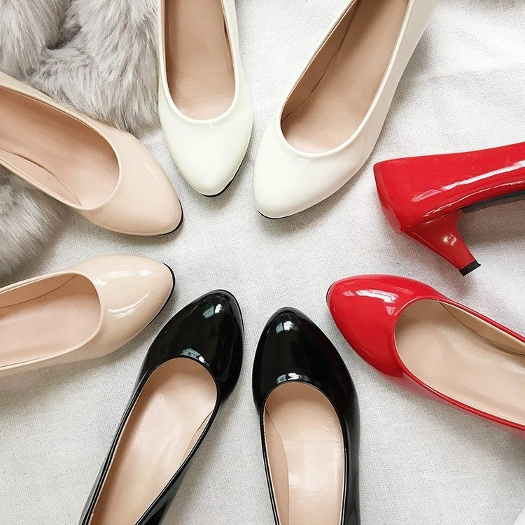 Damen elegante Lackleder-Pumps mit komfortablem Blockabsatz R&B