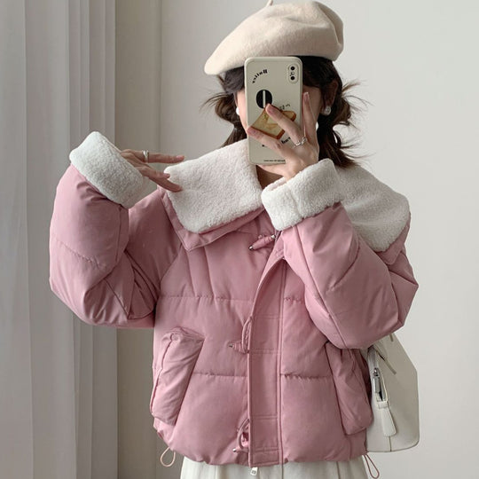Damen Kuschelige Daunenjacke mit abnehmbarem Teddykragen R&B