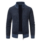 Herren Strickjacke mit modernem Zipper und hochwertigem Muster