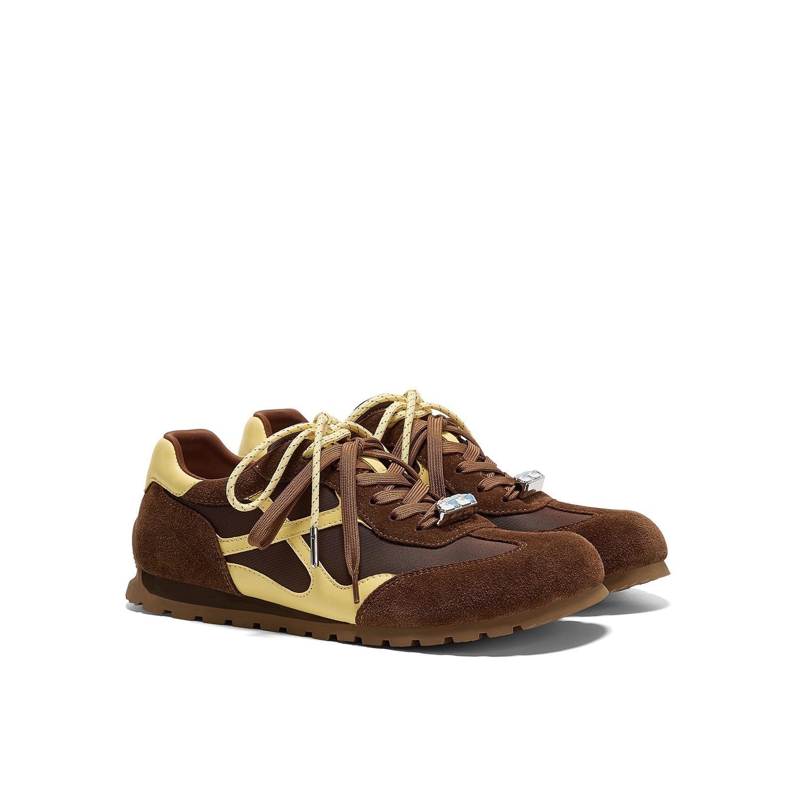 Damen Sportliche Sneakers mit atmungsaktivem Mesh und metallic Glanz R&B