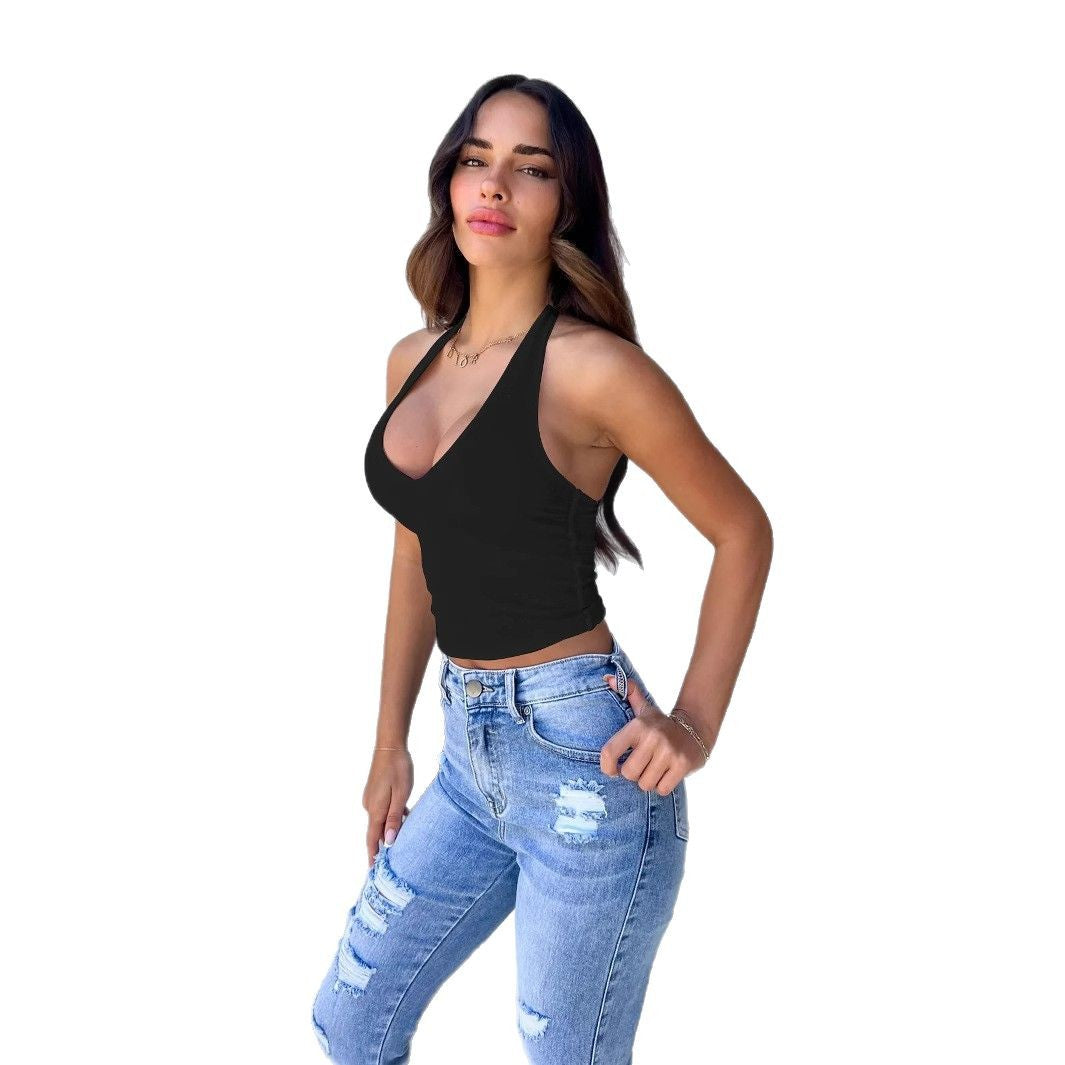 Damen einseitig über Kreuz geschnittenes Neckholder-Top R&B