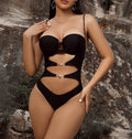 Damen Cut-Out Einteiler Badeanzug mit verstellbaren Trägern