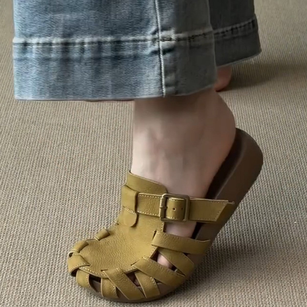 Damen Komfortable Sandalen im mediterranen Stil mit geflochtenem Riemendesign R&B