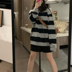 Damen lässiger Strickpullover mit breiten Streifen und gemütlichem Oversized-Schnitt