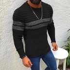 Herren Strickpullover mit strukturiertem Wellenmuster und modischem Farbdesign R&B
