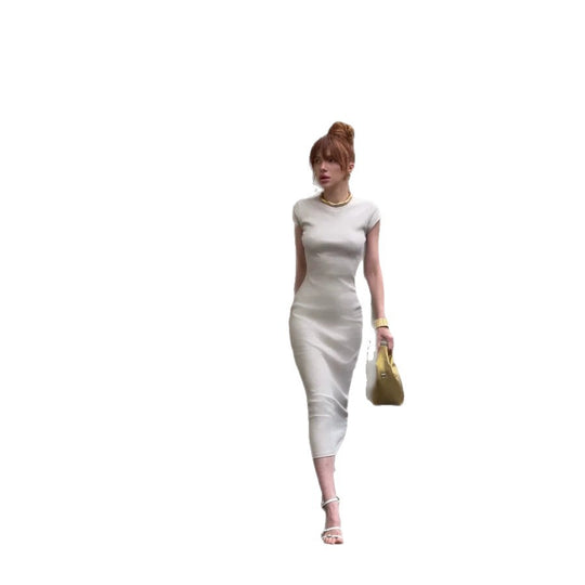 Damen Figurbetontes Langarmkleid mit elegantem Ziernähte R&B