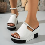 Damen Wedge-Sandalen mit elegantem Riemendesign und glitzernden Akzenten R&B