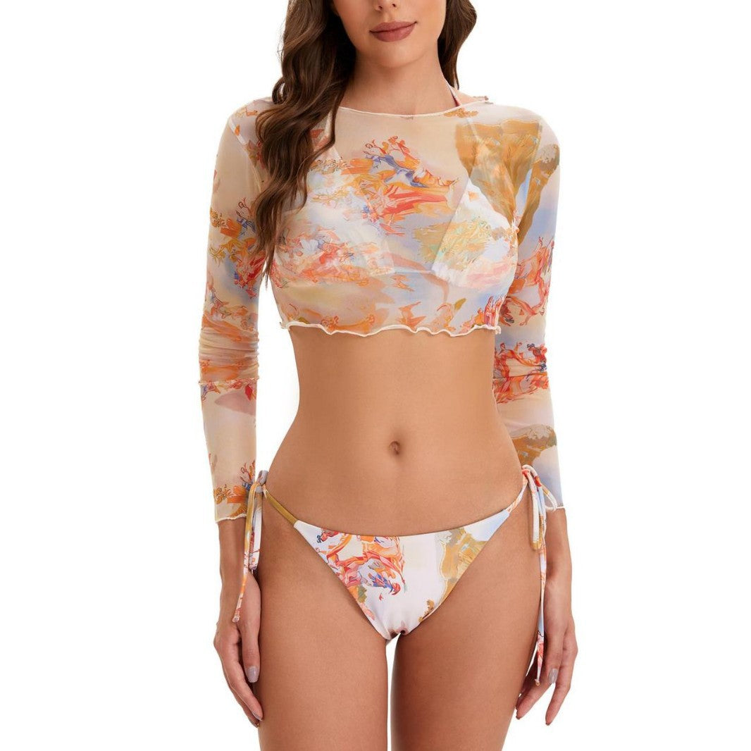 Damen Sportlicher Longsleeve Bikini-Set R&B