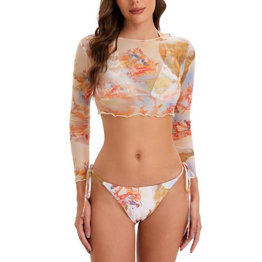 Damen Sportlicher Longsleeve Bikini-Set R&B