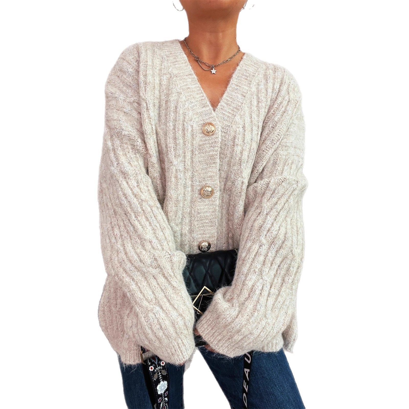 Damen Strickjacke mit luxuriöser Struktur und eleganten Knopfdetails R&B