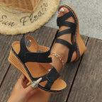 Damen Wedge-Sandaletten mit verzierten Riemen R&B