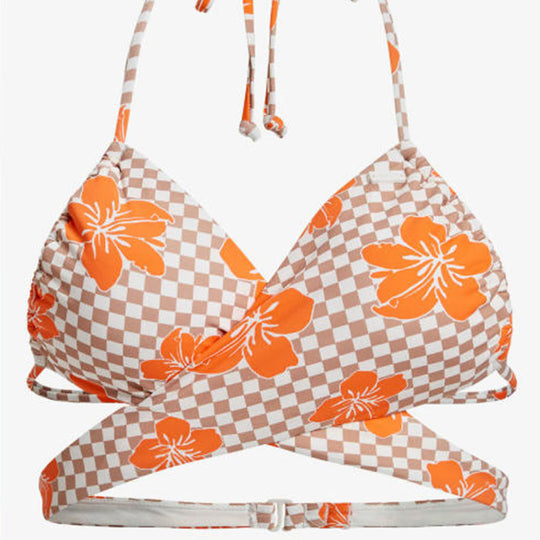 Damen Triangel-Bikini mit kreuzenden Trägern und Blumenmuster R&B