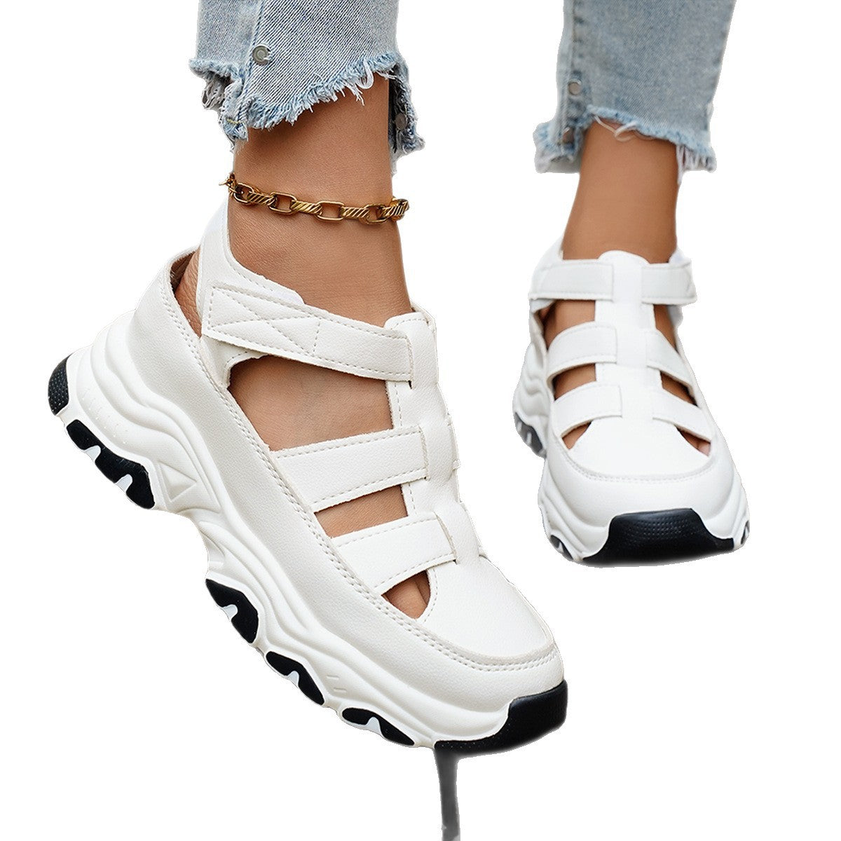 Damen Sportliche Sandalensneaker mit verstellbaren Riemen und rutschfester Sohle R&B