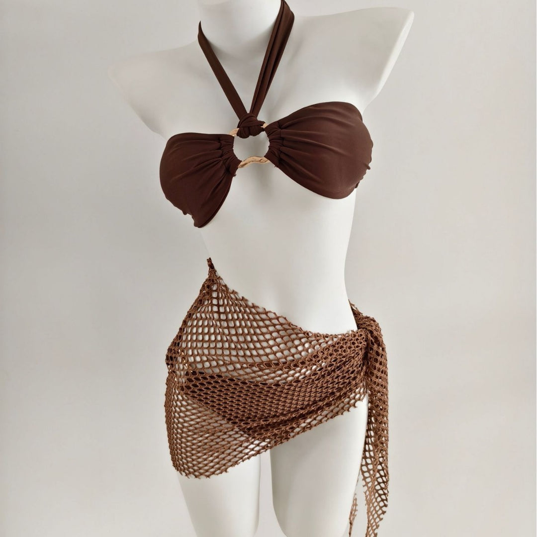 Damen Triangel-Bikini mit modischen Netzrock-Details R&B