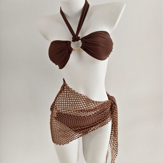 Damen Triangel-Bikini mit modischen Netzrock-Details R&B