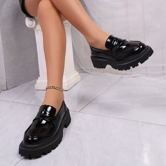 Damen Modische Lacklederschuhe mit robustem Profil R&B