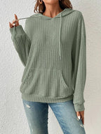 Damen Lässiger Kapuzenpullover mit Rippstruktur und praktischer Kängurutasche R&B