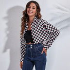 Damen Modische Karokbluse mit Herzen und cropped Schnitt R&B