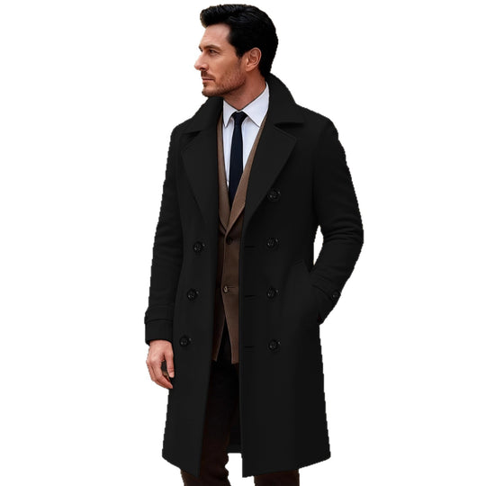 Herren eleganter doppelreihiger Wollmantel R&B