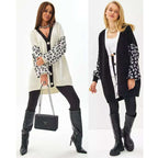 Damen Großer Cardigan mit tierischem Muster und Knopfdetails R&B