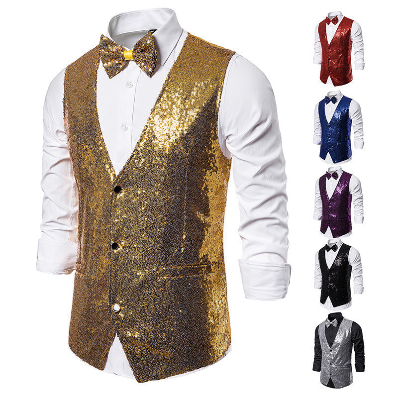 Herren eleganter Paillettenblazer mit passendem Fliege