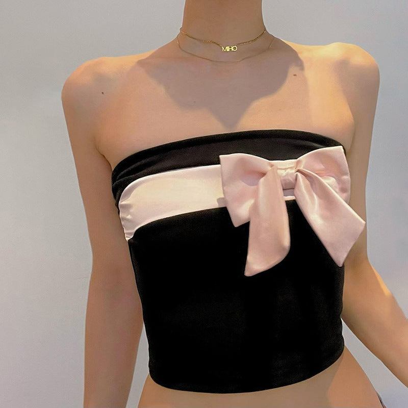 Damen bandeau Oberteil mit elegantem Schleifenakzent R&B