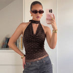 Damen Figurnahes Haltertop mit verspieltem Punktedesign R&B
