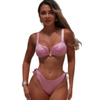 Damen Glänzendes Bikini-Set mit raffinierten Details und verstellbaren Trägern R&B
