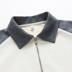 Damen stylischer Sweat-Pullover mit Kragen und halbseitigem Reißverschluss