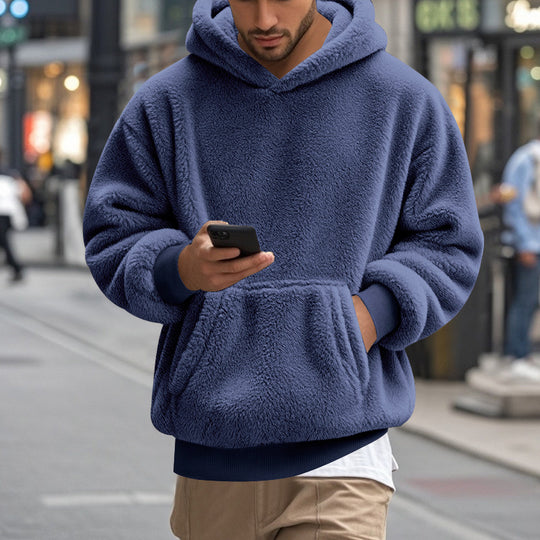 Herren übergroßer Fleece-Hoodie mit Kängurutasche und gemütlichem Schnitt R&B